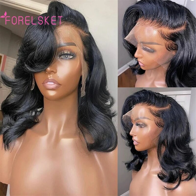 13x4 Body Wave Ginger Brown Short Bob Wigs For Women Human Hair HD Transparent Lace Front Human Hair Wigs 4X4 Lace Closure Wig
