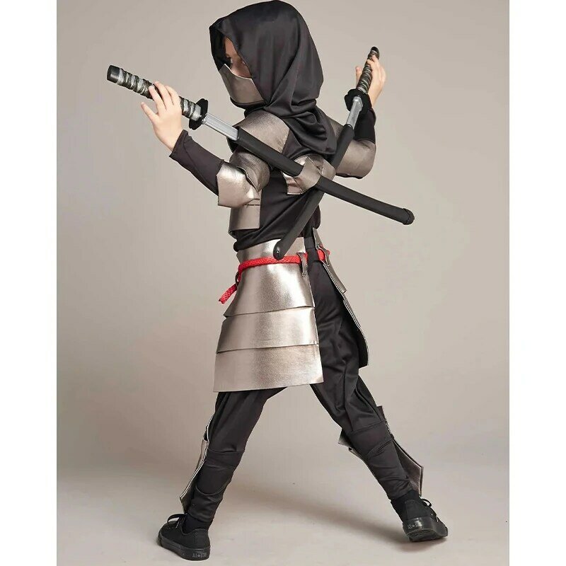 2023 kedatangan baru anak naga Ninja Halloween Cosplay perak Ninja kostum untuk anak laki-laki