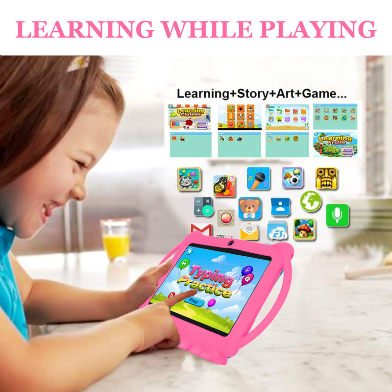 XGODY 어린이 태블릿 PC, 학습 교육용, 32GB ROM, 쿼드 코어, WiFi OTG, 1024x600, 태블릿 케이스 포함, 7 인치 안드로이드