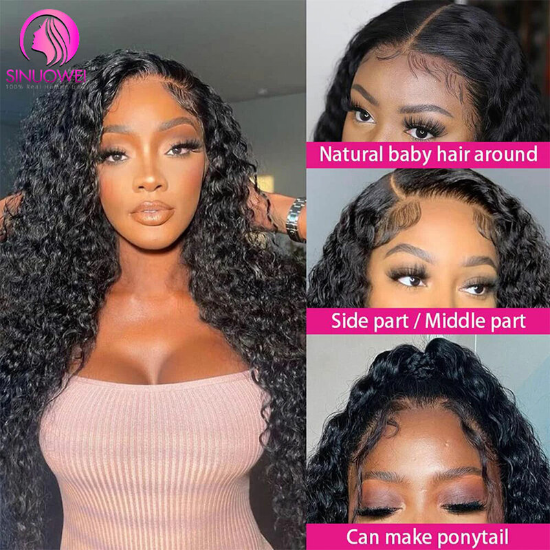 13X4 Water Wave Glueless Wig Pre-Cut HD Lace Wig For Black Women Curly Brazilian Remy Lace Frontal Human Hair Wigs