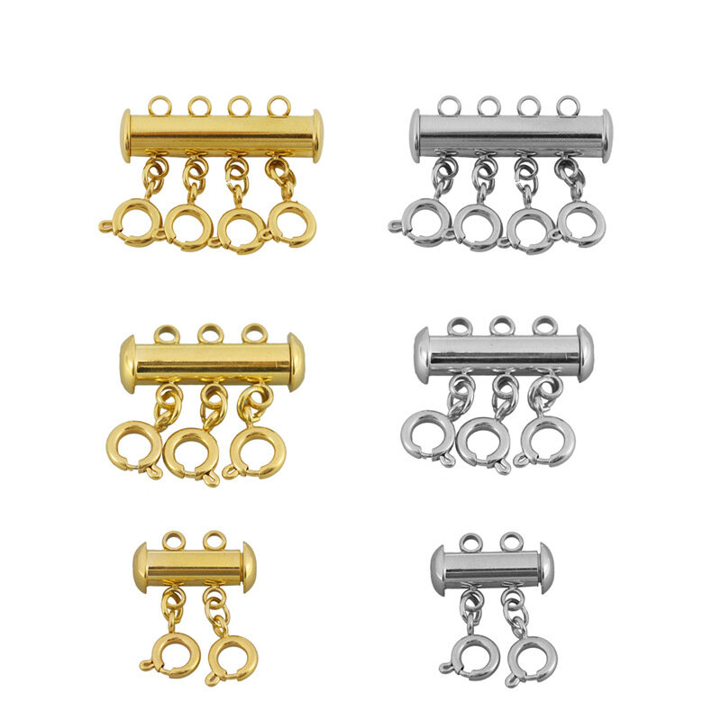 Acessórios de aço inoxidável multi correntes pulseira multicamadas colar detangler triplo camadas fechos para fazer jóias diy