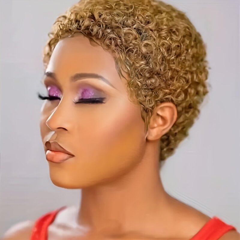 Peruka z naturalnych krótkich włosów dla kobiet Maszyna o pełnej gęstości 180% wykonana krótki Afro peruki z włosami kręconymi typu Kinky naturalny czarny kolor włosów ludzkich