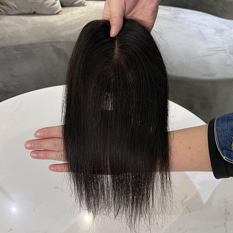 Nakładki do włosów dla kobiet Prawdziwe ludzkie włosy 100% ludzkie nakładki do włosów dla kobiet Clip in Topper Przedłużanie włosów 12-calowa naturalna czerń