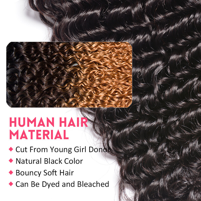 100% Menselijk Haar Diepe Golf Bundels 30Inch Lange Haar Rauwe Indian Virgin Remy Natuurlijke Hair Extensions Vrouwen Diepe Krullend haar Weave