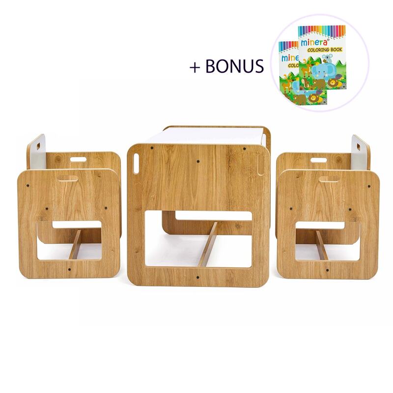 Juego de mesa y silla Montessori de madera para niños, escritorio de actividades para niños pequeños, muebles para bebés, 2-4 años