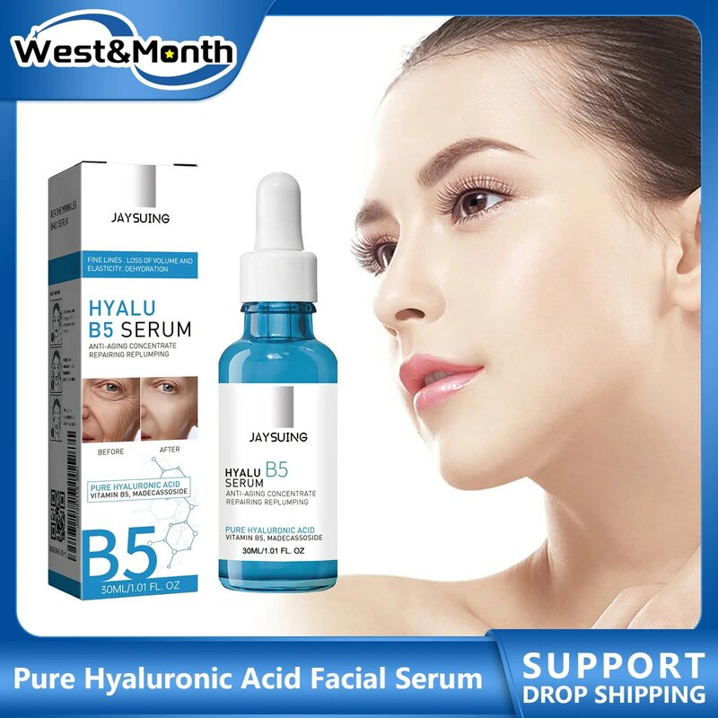 Hyaluronic Acid Facial Serum Anti Wrinkle Lift Tightening Fade Forehead Fine Lines Shrink Pores Moisturizing B5 Anti Aging Serum