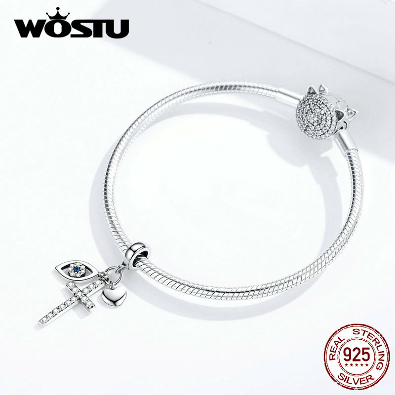 WOSTU Bạc 925 Biểu Tượng Vô Cực Hạt Mãi Mãi Mặt Dây Chuyền Tình Yêu DIY Quyến Rũ Phù Hợp Với Ban Đầu Vòng Tay Trang Sức Nữ Quà Tặng