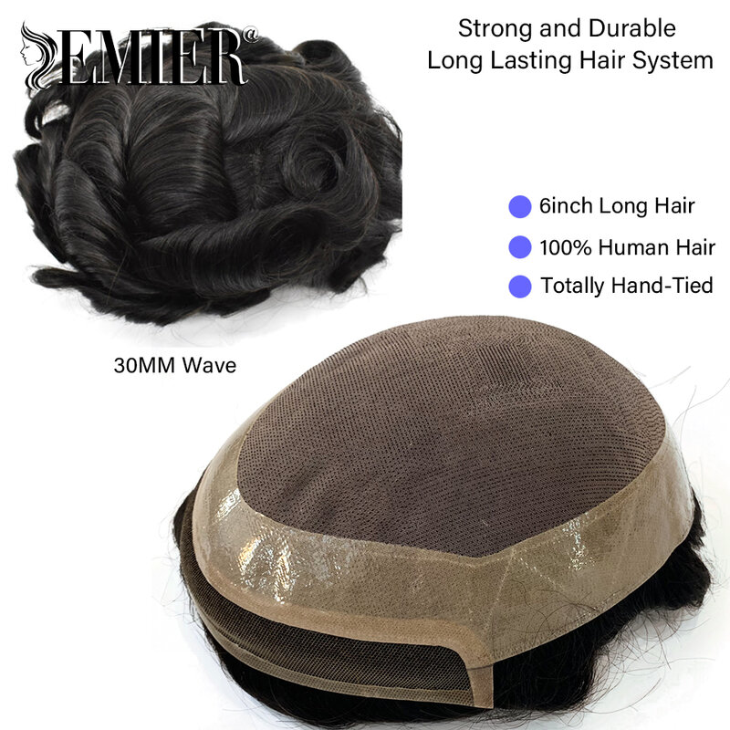 Natural Wave Toupee Invisible Hairline Lace &NPU Male Hair Prosthesis 100% Natural Human Hair Replacement System Unit For Men