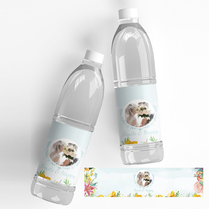 Наклейки для бутылок с водой на свадьбу, по 50/100 шт.