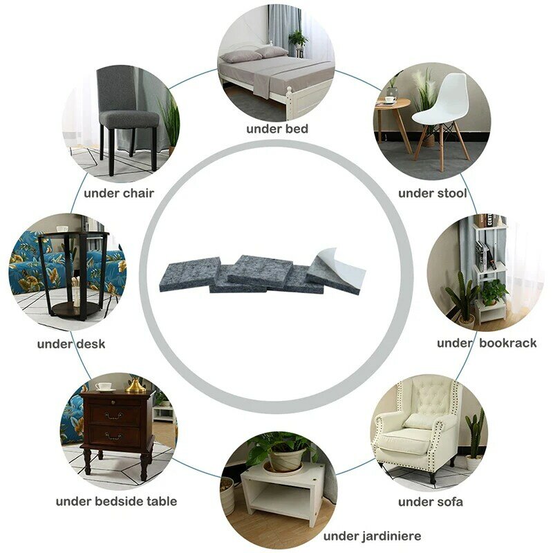 Coussinets de meubles en feutre épais, 96 pièces, 5mm, rond et carré, protège le sol, Surface dure, antidérapant, pattes de jambe