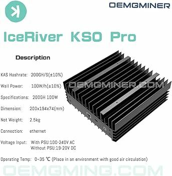 IceRiver KAS KS0 PRO Asic Kaspa Miner 200Gh/s W/PSU, CR compre 3 y obtenga 2 gratis