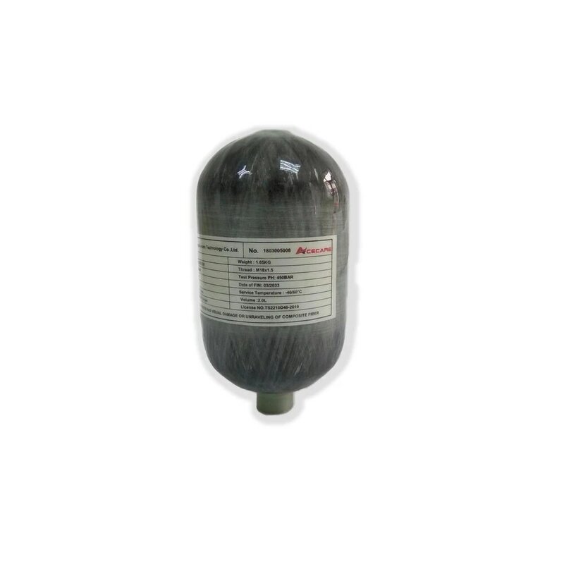 ACECARE-Mini cilindro de fibra de carbono, 300Bar, 4500Psi, 30Mpa, 2L, rebote de tanque de aire de alta presión para buceo M18 x 1,5