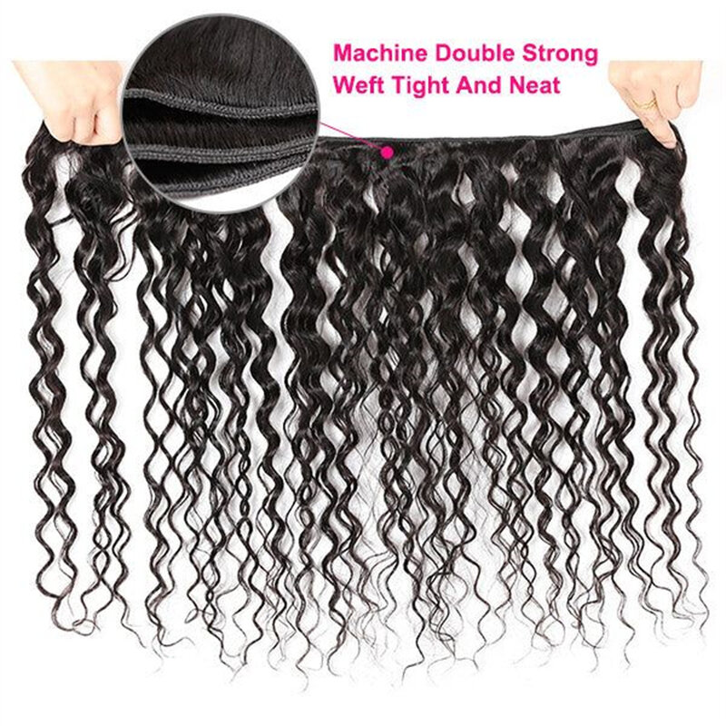 Water Wave Bundles For Women Remy Virgin Curly Weaving Human Hair Extensions Brazilian Wet and Wavy 1/3/4 Pcs Deal Draw 28 30''
