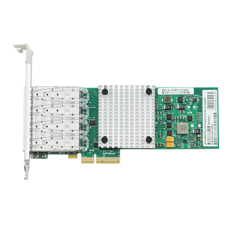 Tarjeta de red PCI Express x4, LR-LINK, 1000Mpbs, cuatro puertos, SFP, adaptador de servidor Gigabit, Chipset Intel I350