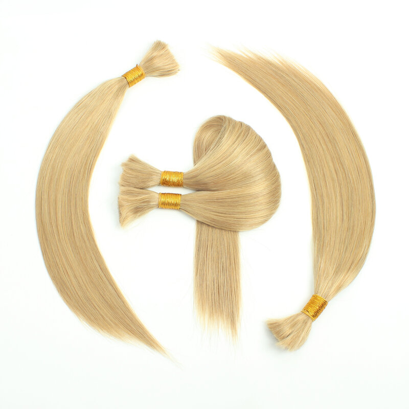 Estensioni dei capelli sfusi intrecciati con capelli umani lisci 100g senza trama fasci di capelli umani al 100% per le estensioni dei capelli delle donne 24 #16-28 pollici