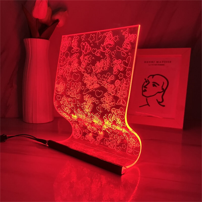 Cartoon Mouse and Duck 3D Scroll Lamp Acrylic Table Atmosphere Light 3/7 Colors Home Art Decoration Lamps for Children Best Gift