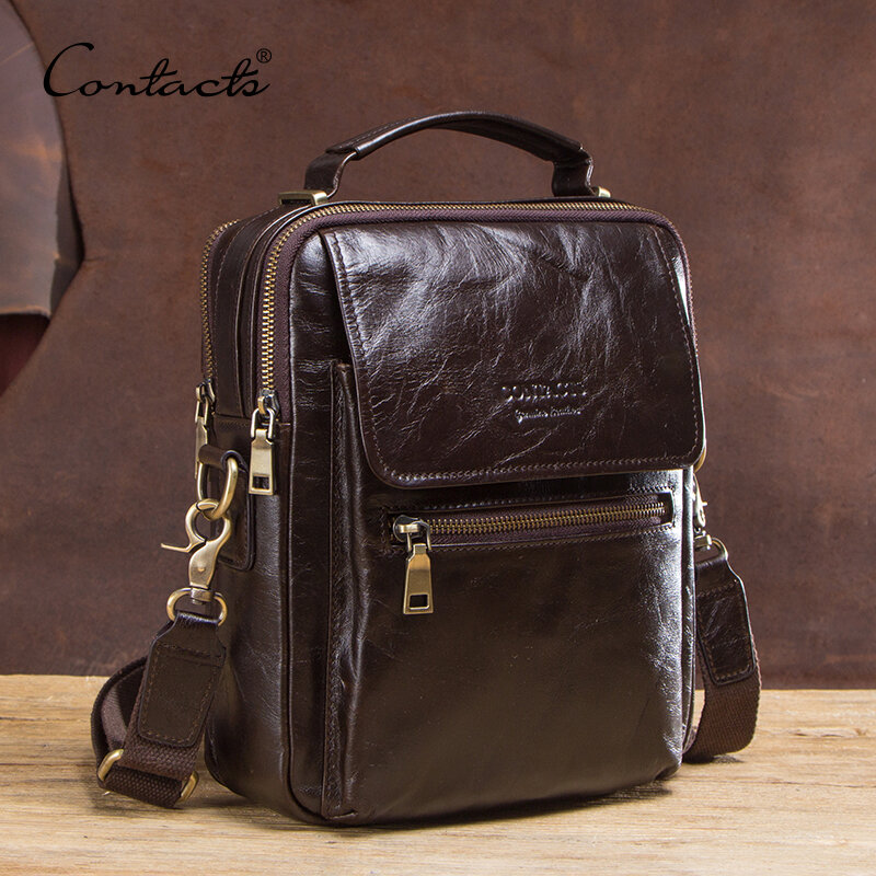 CONTACT'S изысканная повседневная сумка из натуральной кожи для ipad 9.7 дюймовый мужская сумка мешочек бренд-дизайнер 2019
