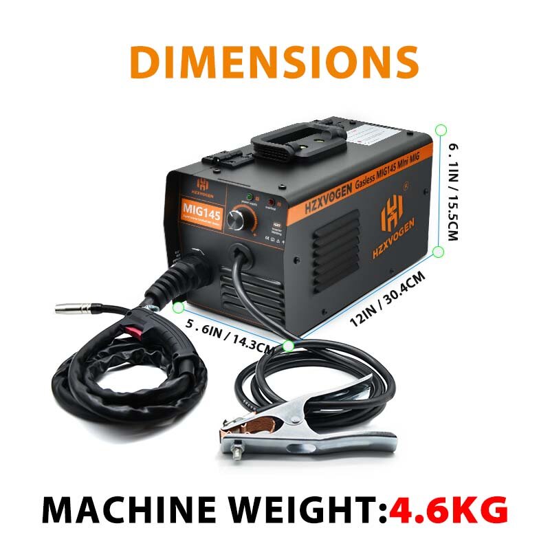 HZXVOGEN-Máquina de solda semi-automática não-gás, IGBT inversor para soldador MIG portátil Gas Free Home, MIG145, 110V, 220V