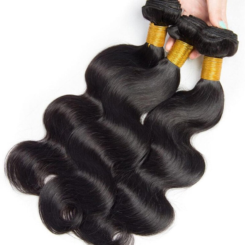 Bundles de cheveux humains Body Wave pour femmes, dentelle HD 13x4, 3 faisceaux avec Frmetals avec extensions, tissage brésilien pré-plumé