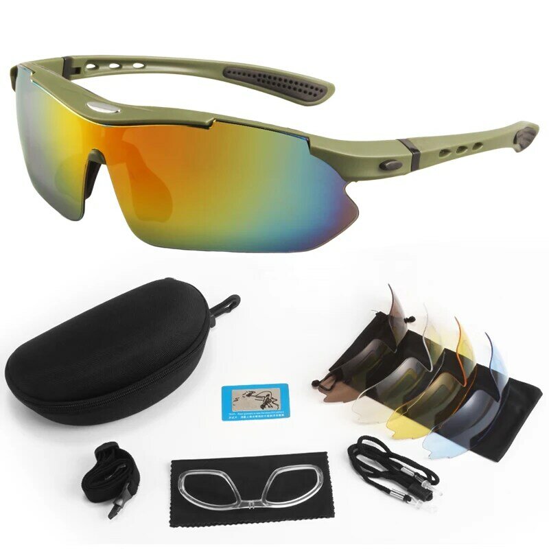 Nuovo Set di 5 lenti occhiali tattici polarizzati da uomo sport all'aria aperta occhiali da arrampicata antipolvere antivento occhiali protettivi di sicurezza