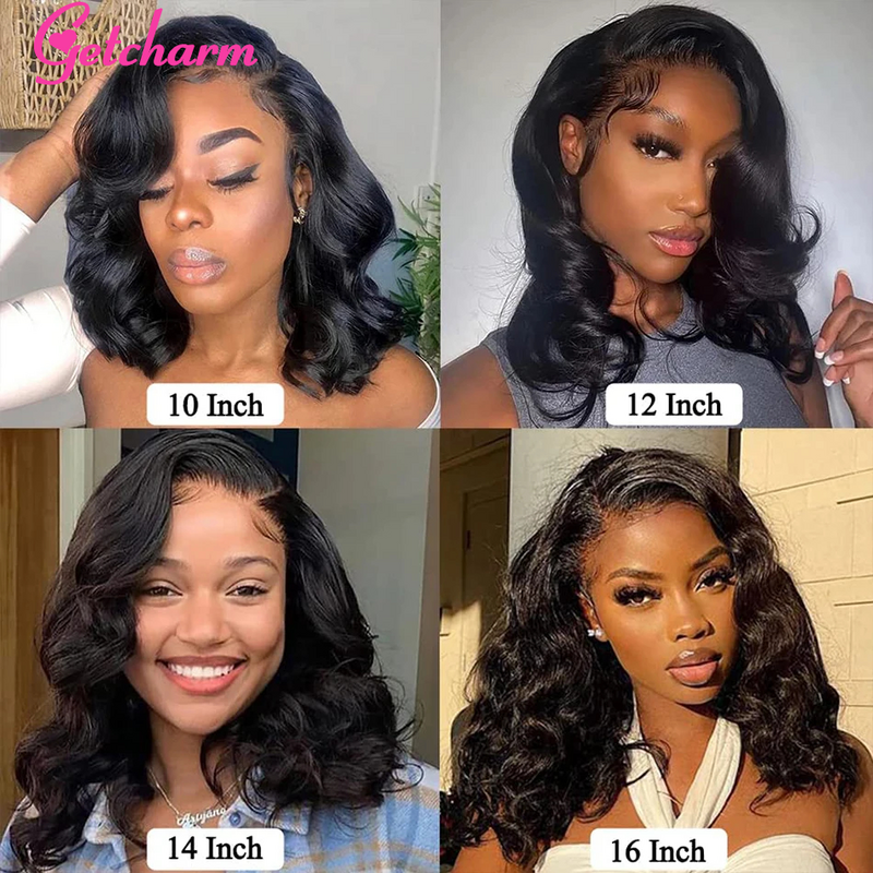 Wear And Go Short Bob Wig Body Wave Lace Front Human Hair Wigs For Women 13x4 HD Transparent Lace Frontal Wig Glueless Wig