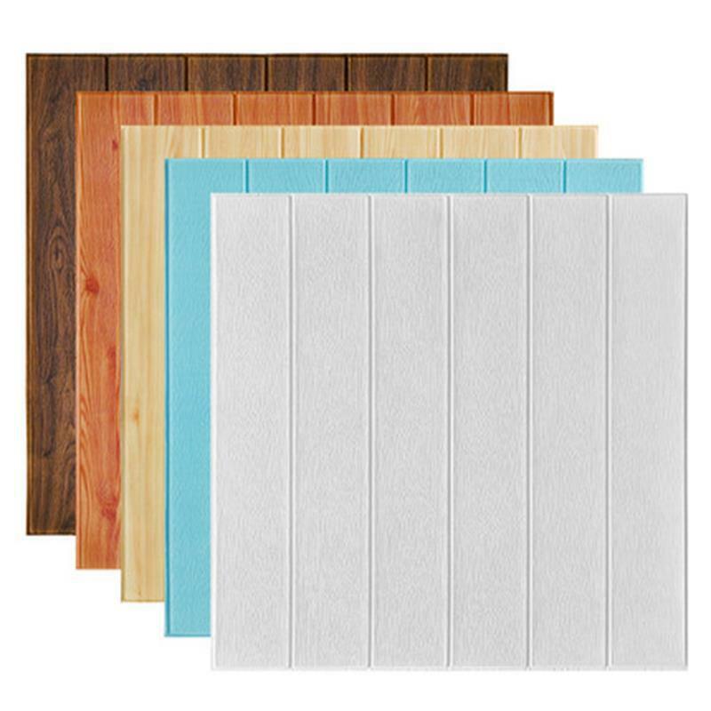 35*35cm 10Pcs 3D Wood Grain Wall Sticker Self Adhesive Waterproof Living Room Kitchen Background Wall Decoration