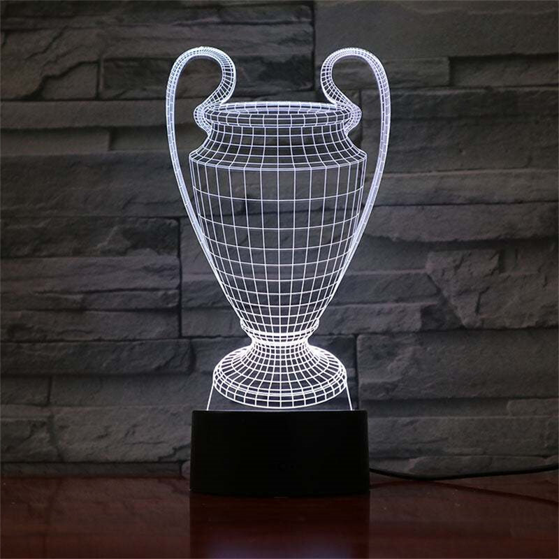 Lámpara de noche 3D del campeonato europeo de fútbol, luz LED de ilusión táctil, 7/16 colores que cambian, lámpara de mesa USB para regalo de decoración