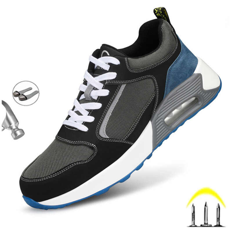 Staleneus-zapatos de trabajo con puntera de acero para hombre, zapatillas de seguridad con cojín de aire, botas indestructibles, 2022
