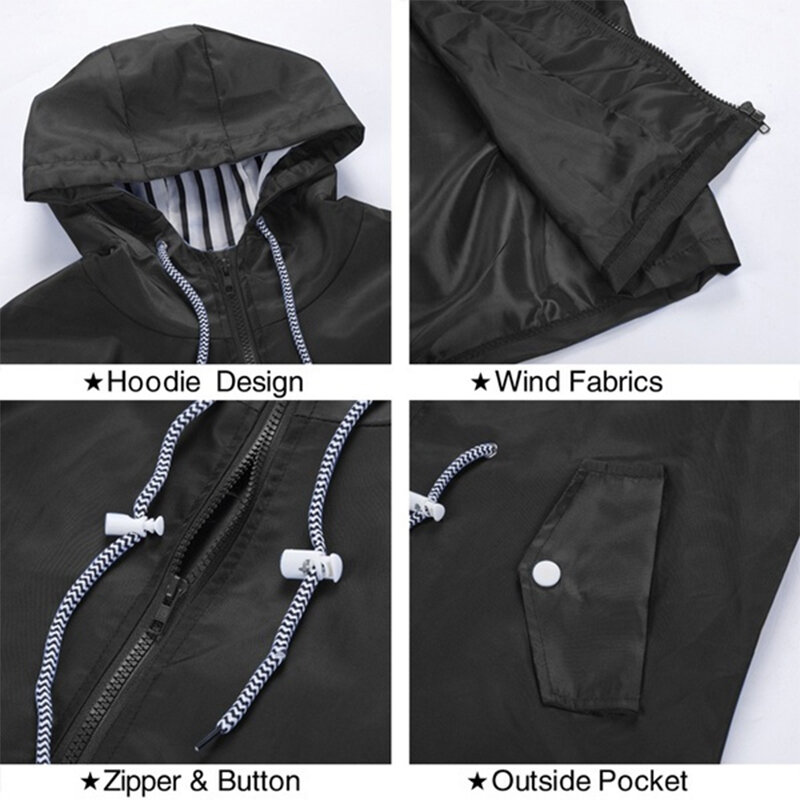 여성 야외 방수 레인 재킷, 러닝 코트 재킷, 등산 후드 슬리브 후드 윈드브레이커 재킷