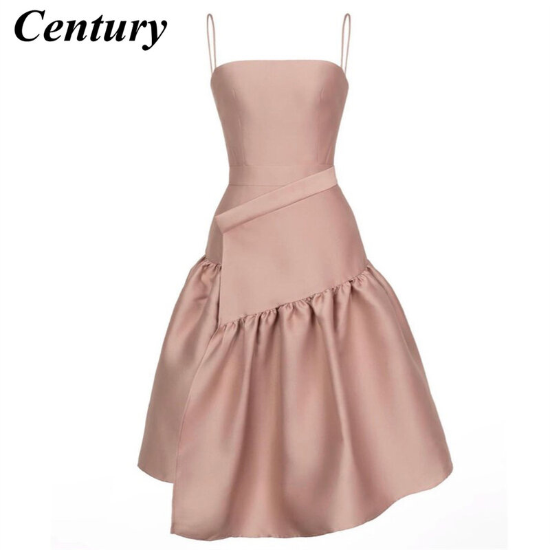 Century Dusty Pink Short Prom Party Dresses Spaghett Straps Knee Length Women Cocktail Gown Formal Wear Outfit Robe de soiree