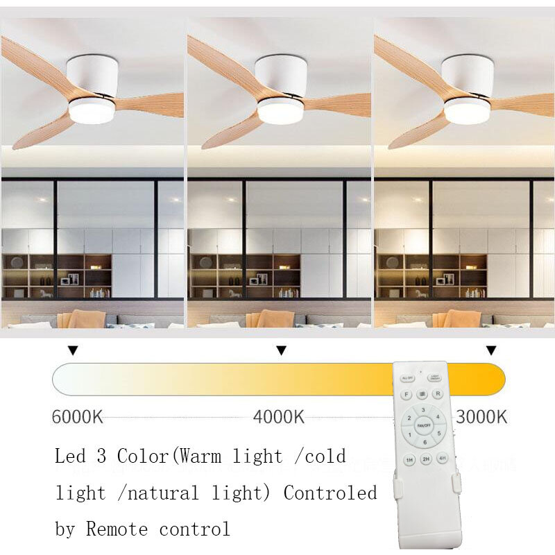 Ventilador de teto LED moderno sem luzes, Timing Fans, Low Floor Loft, controle remoto, 6 velocidades, DC Motor, Lux e vitae, 20 centímetros