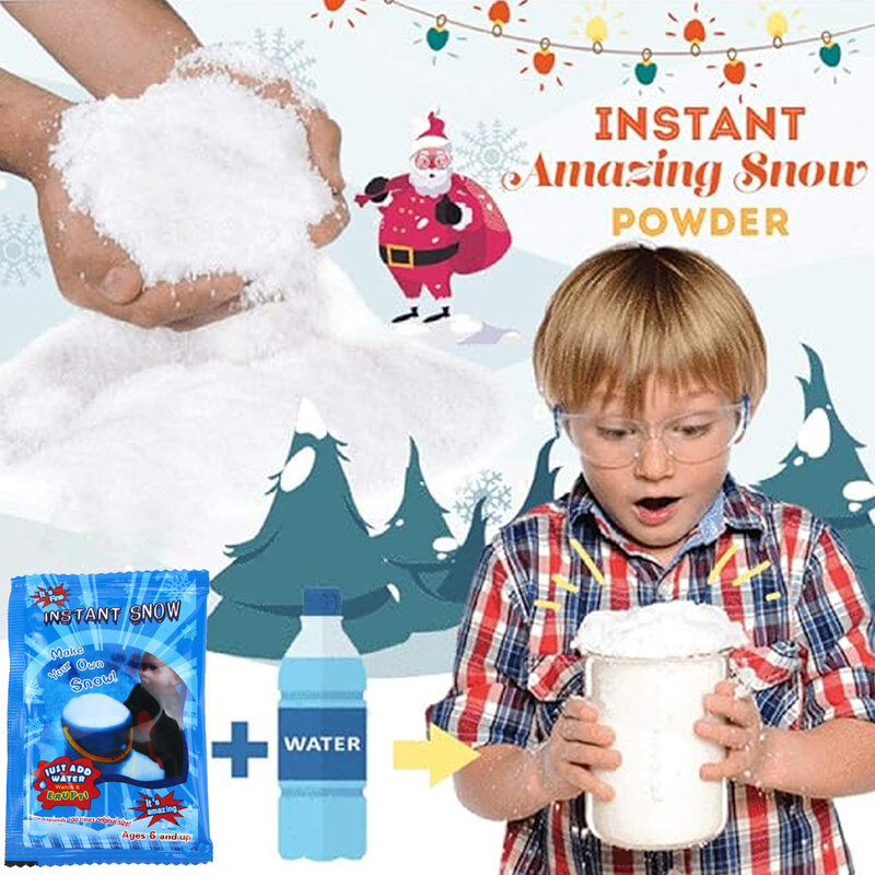 Polvo de nieve falso, copos artificiales de invierno, copos de nieve falsos, decoración mágica instantánea para fiesta de navidad