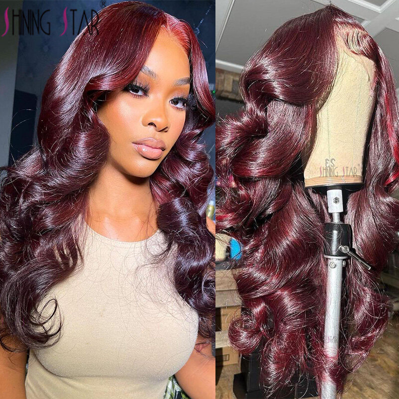 Dark Burgundy Color 13X4 Lace Front Wigs For Women 13x6 Lace Front Human Hair Wig 99J Body Wave Brazilian Hair Wig Glueless Wig