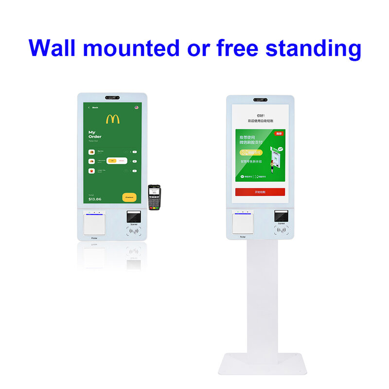 32-calowy kiosk do samodzielnego zamawiania, samoobsługowy kiosk do restauracji, kawiarnie montowane na ścianie lub wolnostojący, Android lub windows OSD