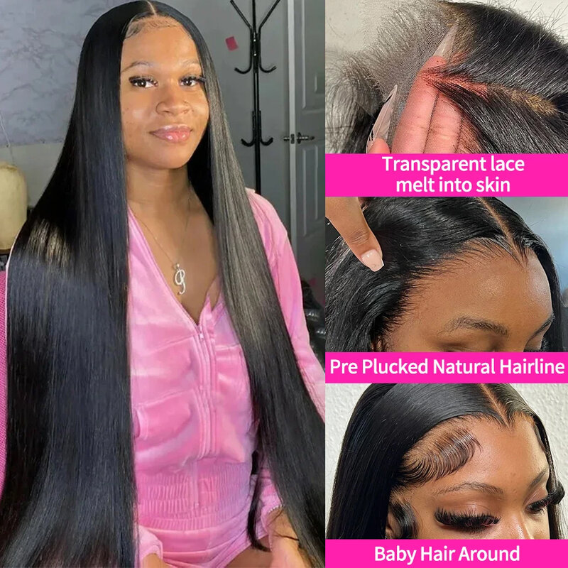 HD Transparent 13x4 Lace Frontal Wig Human Hair Straight 13x4 Lace Front Human Hair Wigs For Black Women 30 32 Inches Preplucked