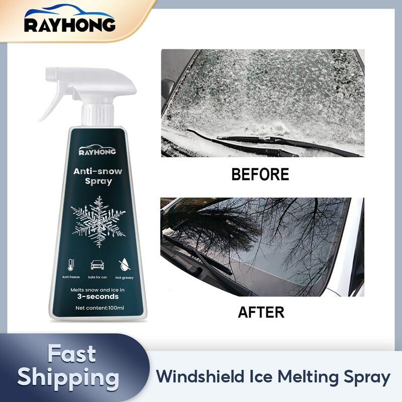 Windshield Ice Melting Spray Antifreeze Window Snow Removal Winter Deicing Prevent Frost Dissolving Cleaning Auto Window De-Icer