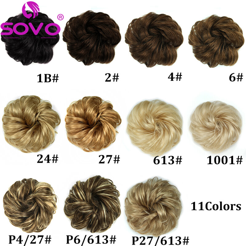 Sanggul rambut manusia 100% hiasan rambut asli, ekstensi Sanggul rambut alami rambut coklat berantakan mawar bergelombang wig keriting untuk wanita