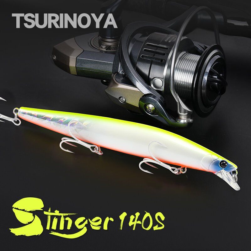 TSURINOYA Stinger 140S Fishing Lure Sinking Minnow DW92 140mm 26g Saltwater Seabass Ultra Long Casting Large Hard Baits Jerkbait