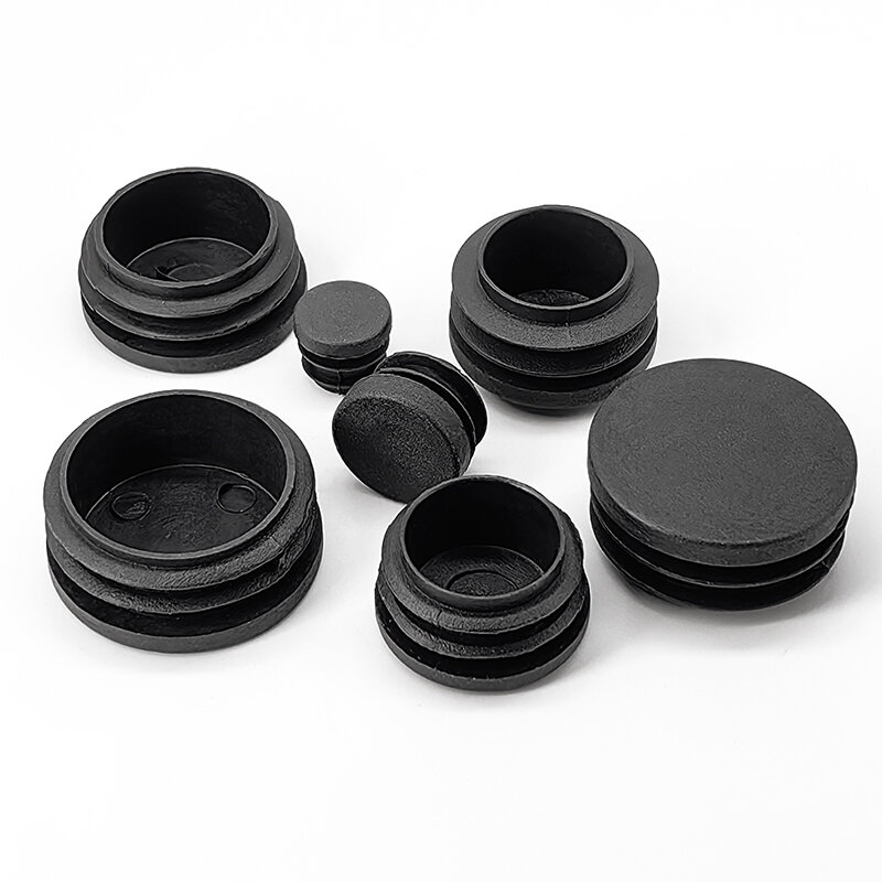 Round Plastic Black Blanking End Inserts, Plug Bung Cap Caps, tubo, 10mm-140mm, 1, 4, 10, 20, 50, 100Pcs