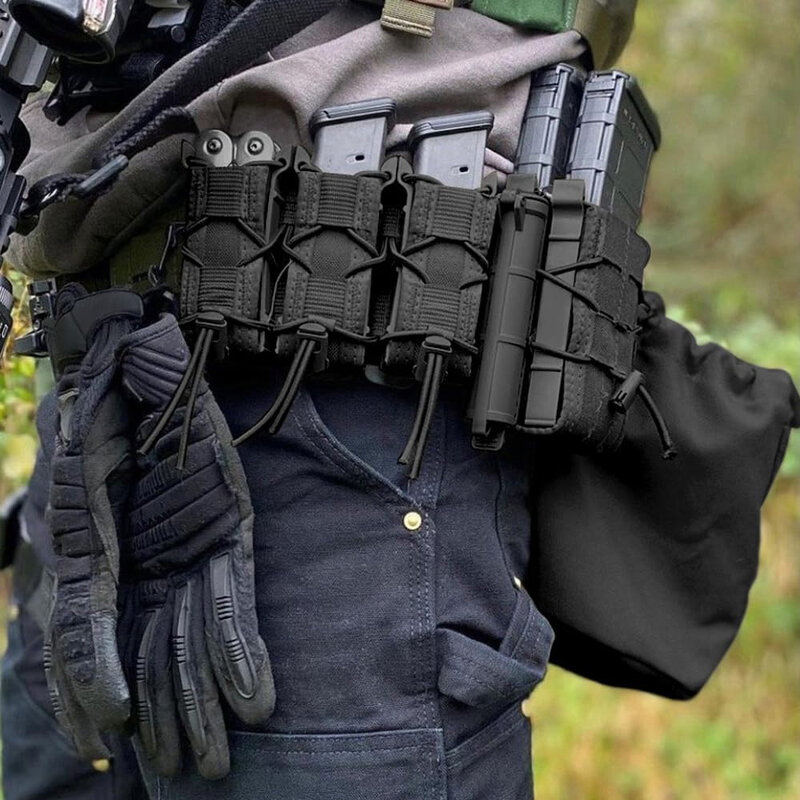전술 9mm 권총 더블 트리플 스택 탄창 파우치, 몰리 매그 홀스터, 사냥 손전등 토치 거치대 EDC