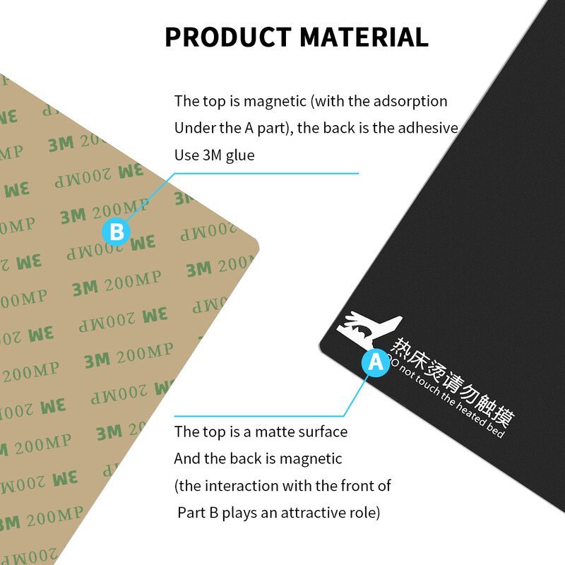 Flexibele Magnetische Sticker 310/235/220/214/200/150Mm Plaat Tape Voor 3D Printer warmte Bed Onderdelen Vierkante Verwarmd Bed Oppervlak Stickers