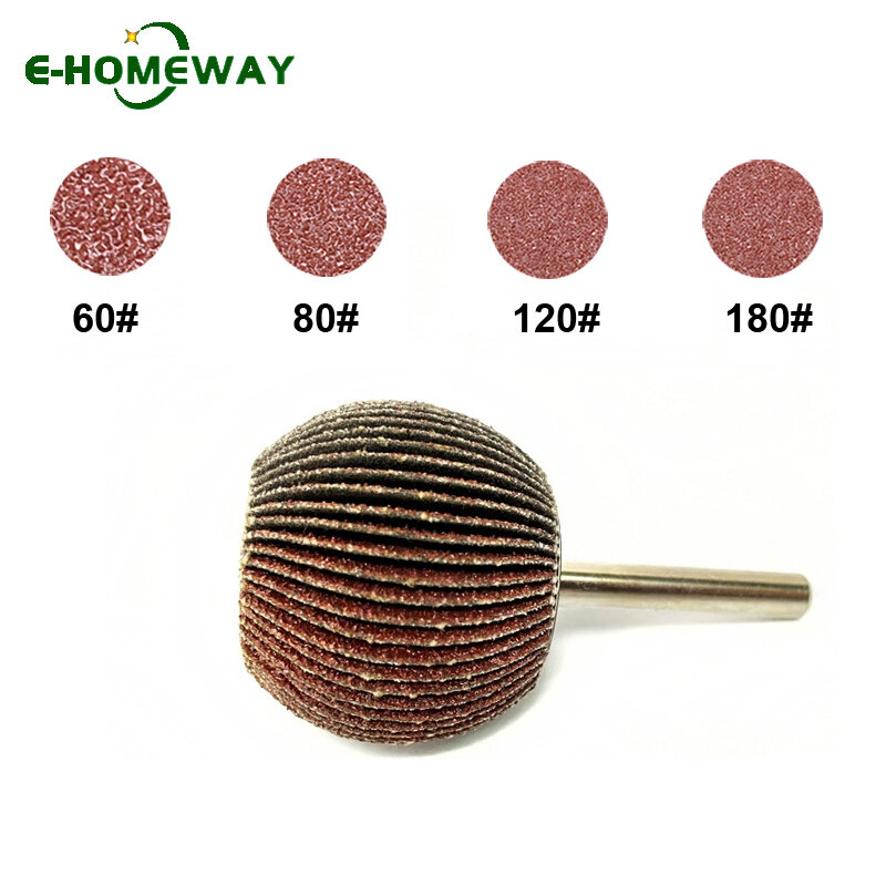 1個の球形サンドペーパーフラップホイール6mm(1/4 ") シャンク、ドレメル用60-120グリット研磨ロータリーツール、精密研磨ボール形状