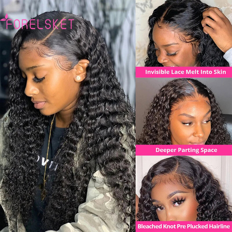 Glueless Front Lace Wigs Deep Curly Wig Human Hair Wigs Lace Frontal 4x4 Lace Front Wig Pre Plucked 13x4 Deep Wave Frontal Wig