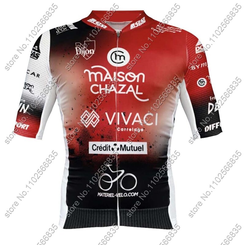 Team SCO Dijon 2024 Cycling Jersey Set Short Sleeve France Red Clothing Mens Road Bike Shirts Suit Bicycle Bib Shorts MTB Ropa