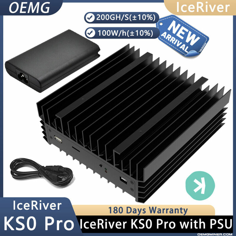 . В наличии, новый IceRiver KS0 Pro KAS Miner 200GH/S, 100 Вт, потребляемая мощность, Asic Kaspa Miner с блоком питания