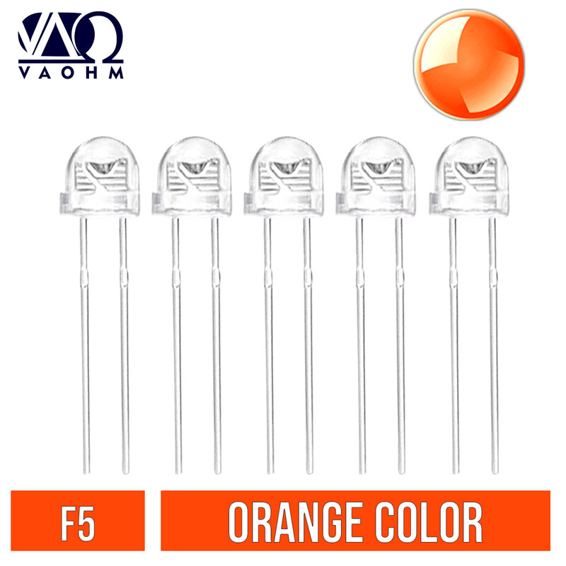 LED F5 قبعة من القش شفافة (أحمر/أزرق/أخضر/برتقالي/أصفر) 10 قطعة/الوحدة