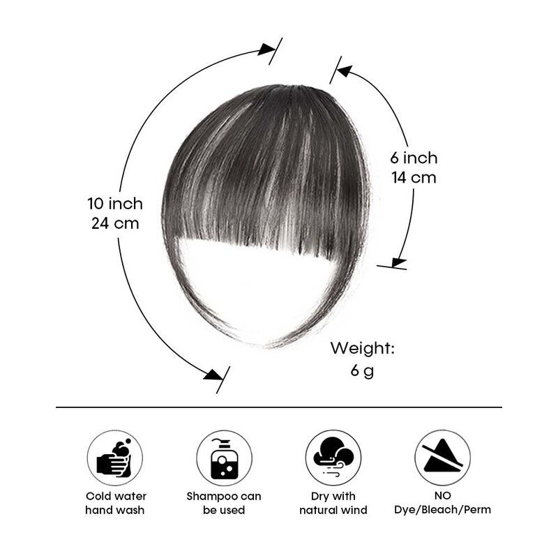 Clip in Bangs Extensions Black Dark Brown Clip on Fringe Bangs with nice net Natural Flat neat Bangs with Temples for women One