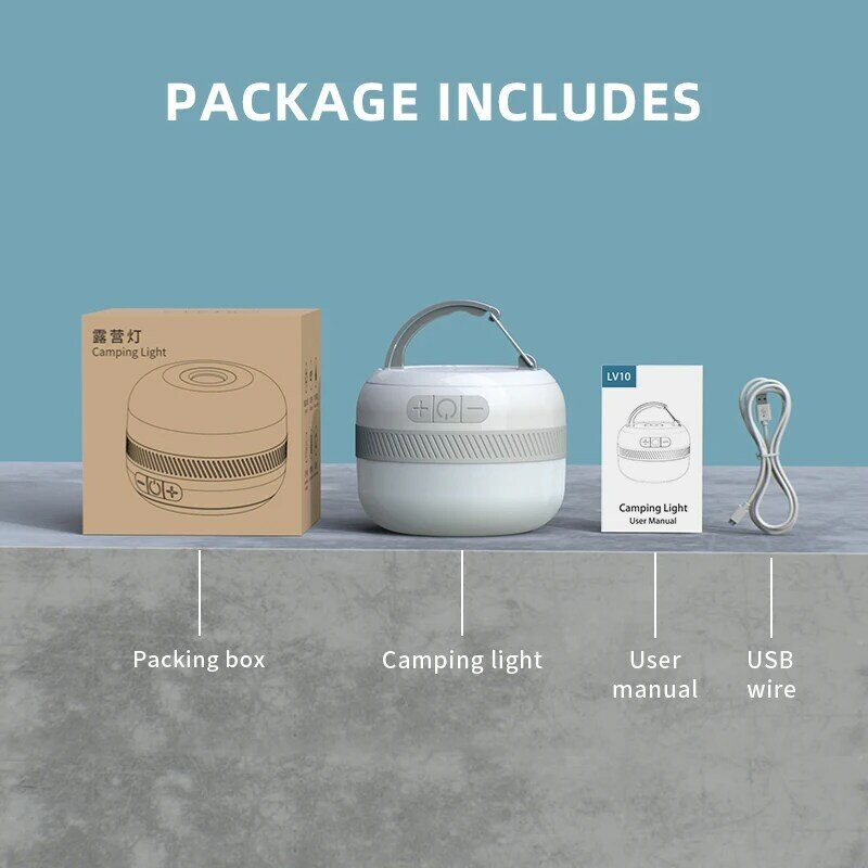 Luz Solar portátil de 5200mAH para acampada, lámpara de tienda de campaña con carga USB para exteriores, Bombilla de emergencia nocturna para campamento, 6 modos