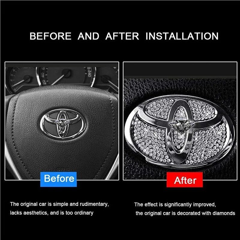 Samochód Bling kierownica naklejka z Logo naklejka wnętrze akcesoria diamentowe metalowe Logo nadające się do Ford BMW Hyundai Toyota Honda