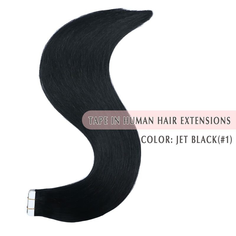 Tape in Hair Extensions Straight Human Hair Tape in Extensions for Women Natural Black Tape ins Seamless Invisible Remy Tape ins